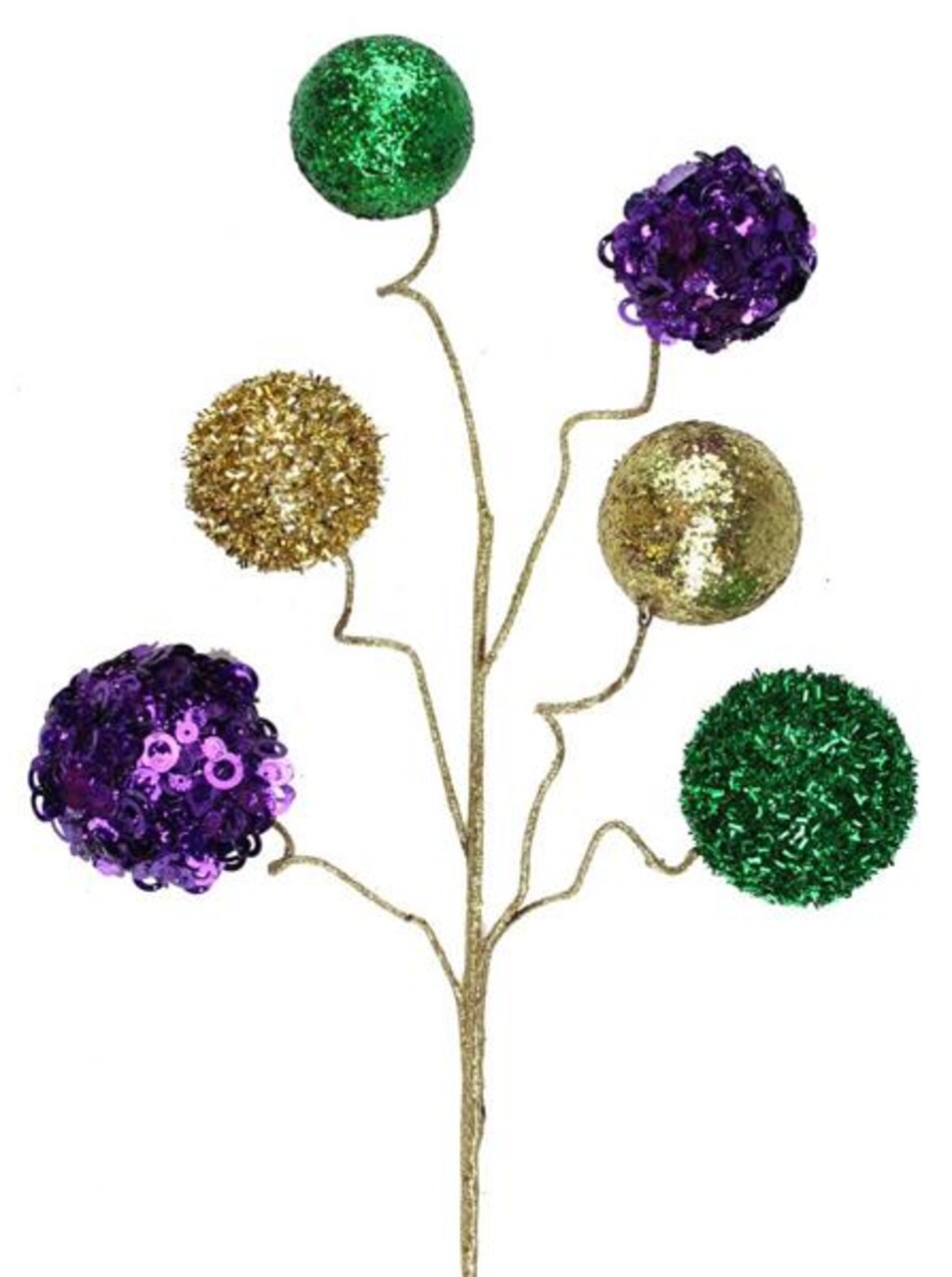 Mardi Gras Glitter Sequin Ball Spray – 20” Festive Decoration